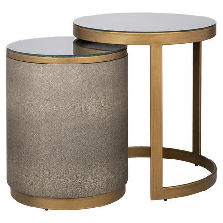End table Bloomville messing shagreen inkl. glass sett med 2 Richmond Interiors Sidebord