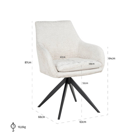 Spisestol Lisonne krem fusjon svingbar Richmond Interiors Spisestol
