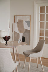 Denley stol lysebeige stoff/whitet wash eikeben Rowico Spisestol