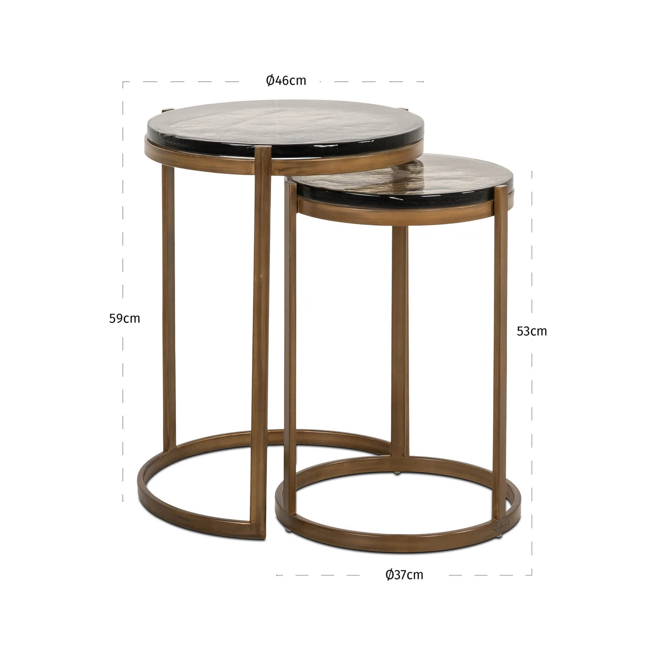 Endebord Cleo gull Sett med 2 Richmond Interiors Sidebord