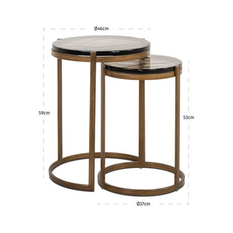 Endebord Cleo gull Sett med 2 Richmond Interiors Sidebord