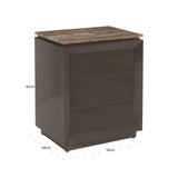 Nightstand Russo askebrun 3 skuffer Richmond Interiors Nattbord