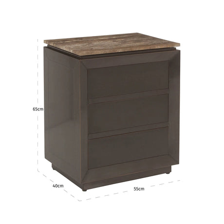 Nightstand Russo askebrun 3 skuffer Richmond Interiors Nattbord