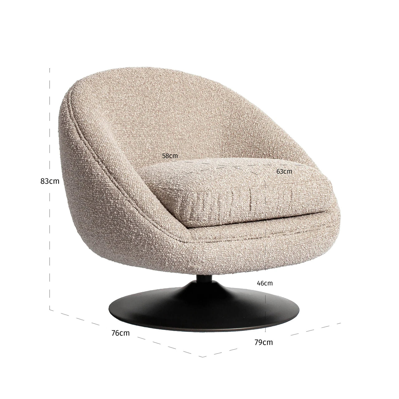 Lounge chair Nodo naturlig chunky svingbar Richmond Interiors Lenestol
