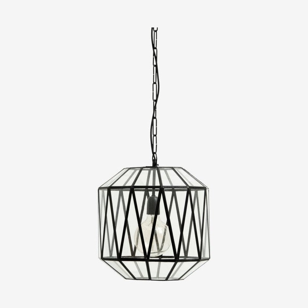 ATE pendel i jern og glass - ø35 cm - klart glass/sort Nordal HANG LAMPS