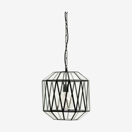 ATE pendel i jern og glass - ø35 cm - klart glass/sort Nordal HANG LAMPS