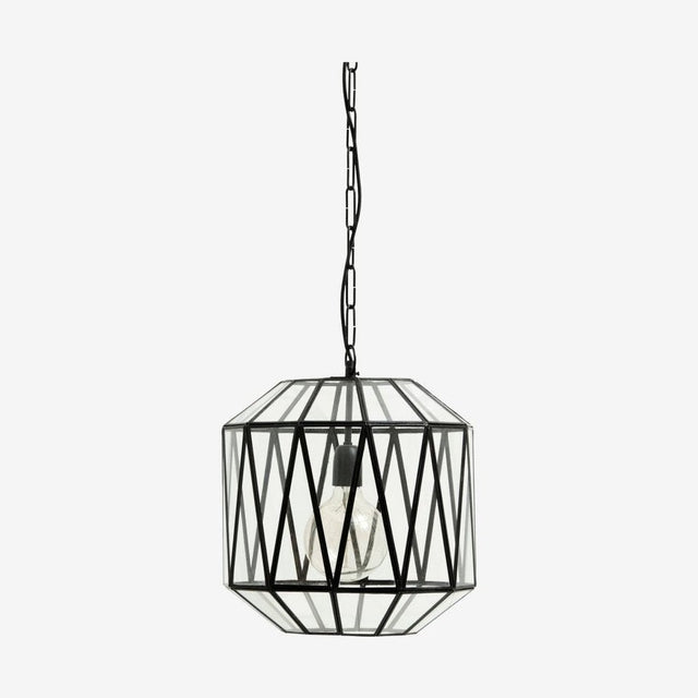 ATE pendel i jern og glass - ø35 cm - klart glass/sort Nordal HANG LAMPS