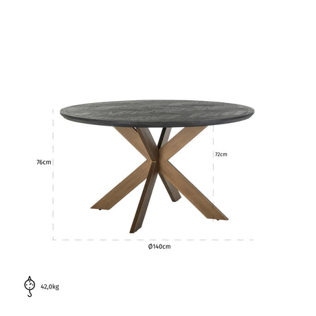 Spisebord Blackbone Brass svart rustikk 140Ø Richmond Interiors Spisebord