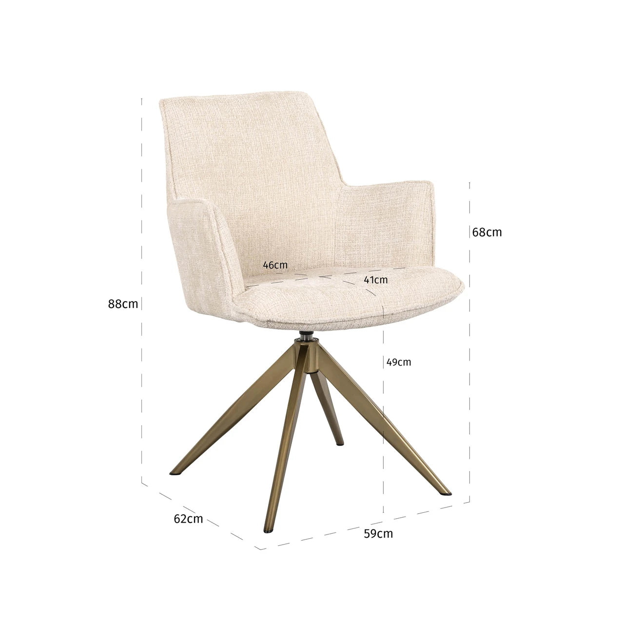 Spisestol Dakota niagara beige sving med armlene Richmond Interiors Spisestol