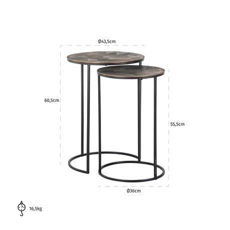 Endebord Tulum børstet gull sett med 2 Richmond Interiors Sidebord
