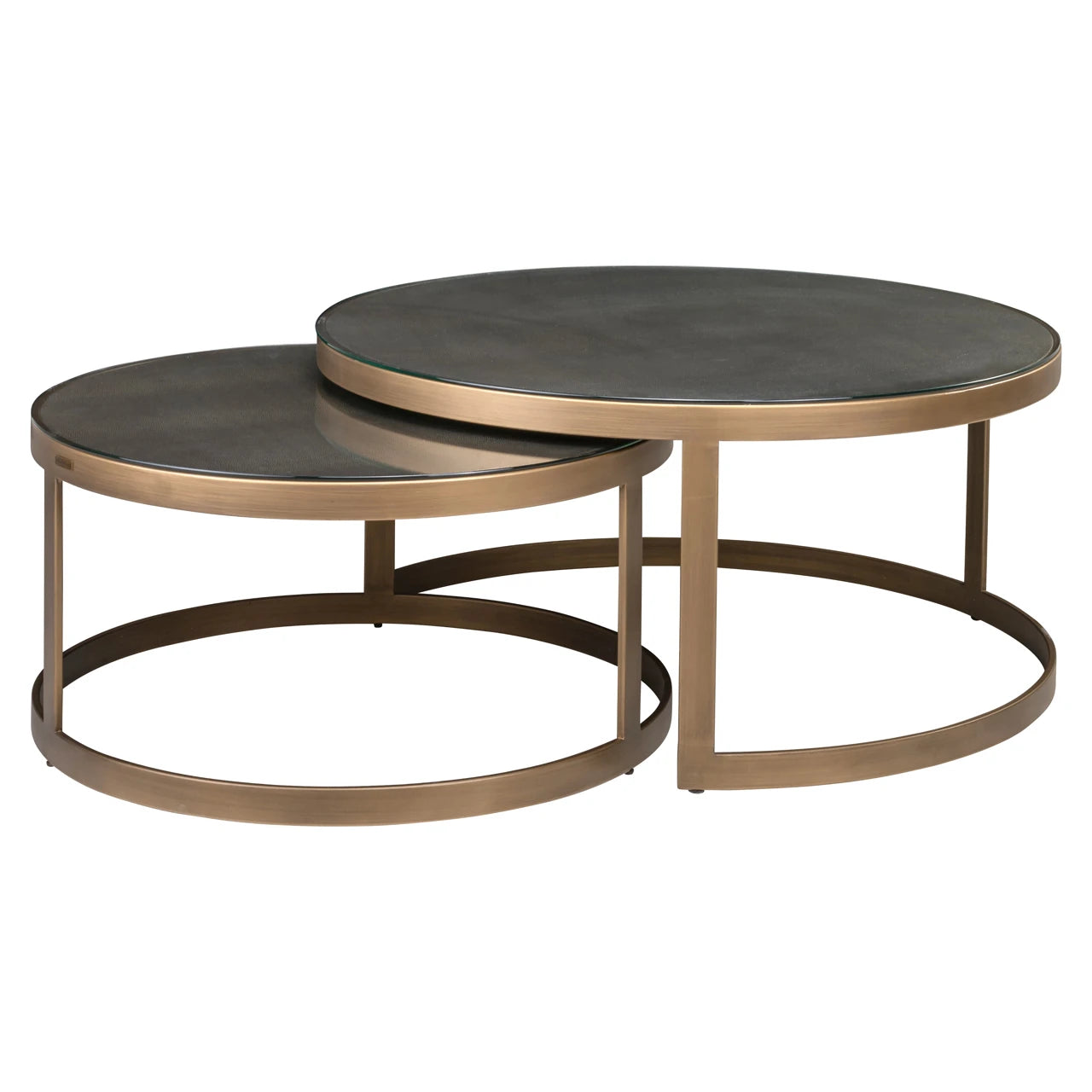 Salongbord Bloomville messing shagreen inkl. glassplater sett med 2 Richmond Interiors Sofabord