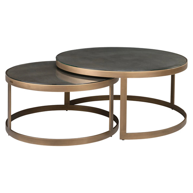 Salongbord Bloomville messing shagreen inkl. glassplater sett med 2 Richmond Interiors Sofabord