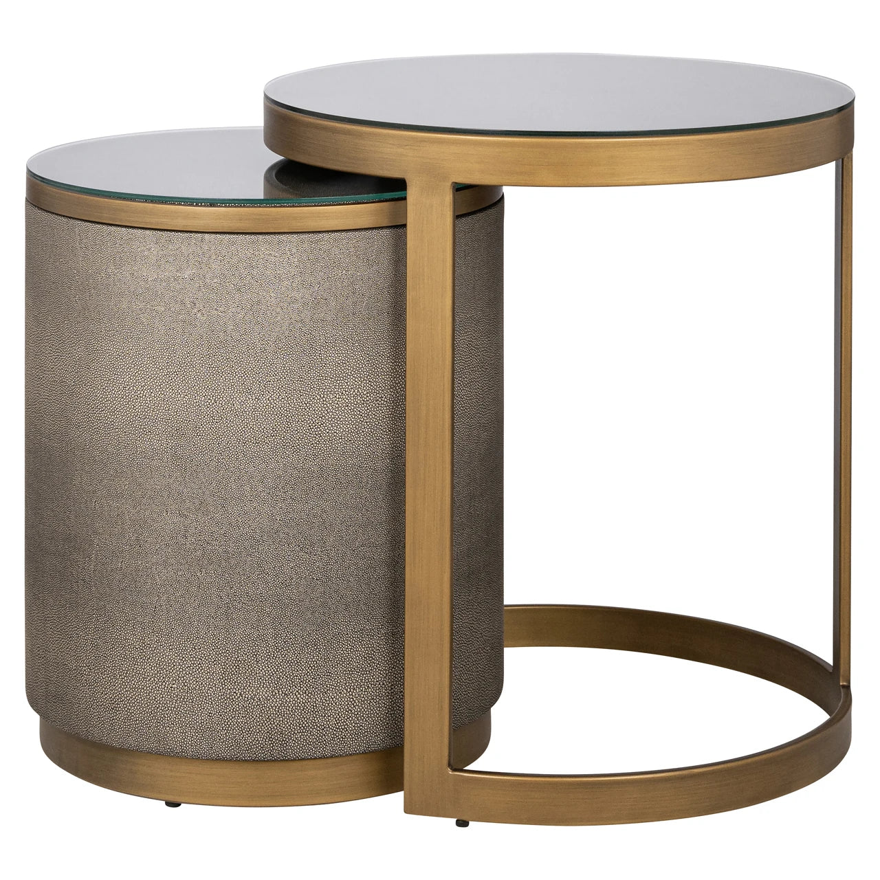 End table Bloomville messing shagreen inkl. glass sett med 2 Richmond Interiors Sidebord
