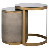 End table Bloomville messing shagreen inkl. glass sett med 2 Richmond Interiors Sidebord