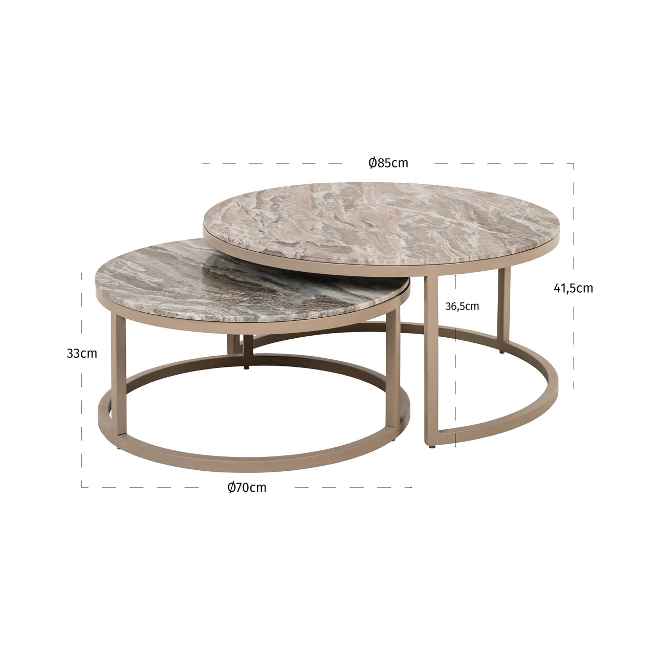 Salongbord Fairfax clay Sett med 2 Richmond Interiors Sofabord