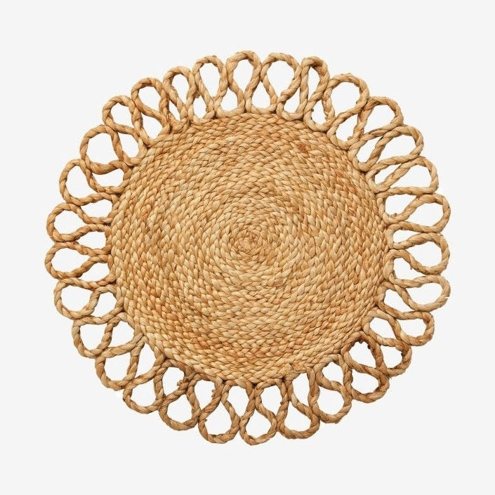 BRAIDU rund dekk serviett i hamp m/mønster - ø40 cm - natur Nordal KITCHENTEX