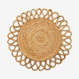 BRAIDU rund dekk serviett i hamp m/mønster - ø40 cm - natur Nordal KITCHENTEX