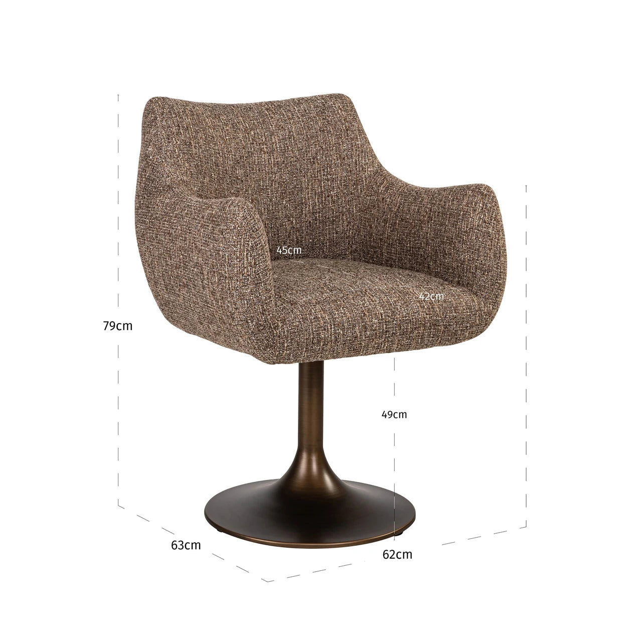 Spisestol Aldo brun tweed med sving Richmond Interiors Spisestol