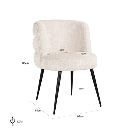 Spisestuestol Stella niagara beige flammehemmende Richmond Interiors Spisestol