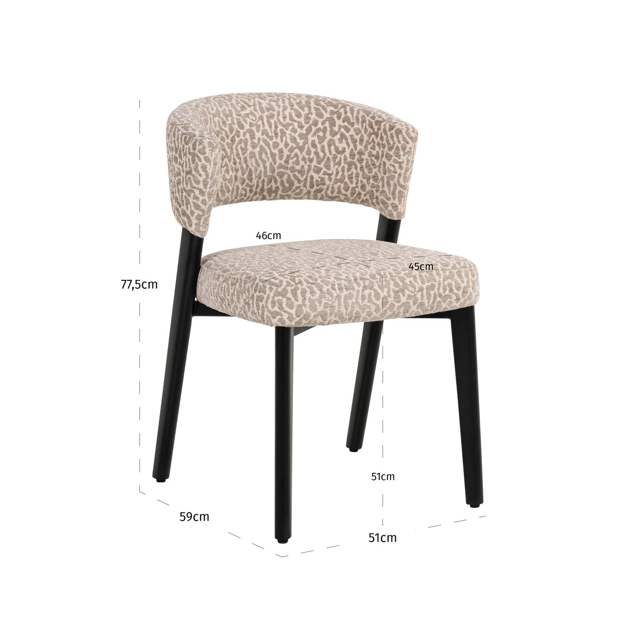 Spisestol Zeno beige leopard Richmond Interiors Spisestol