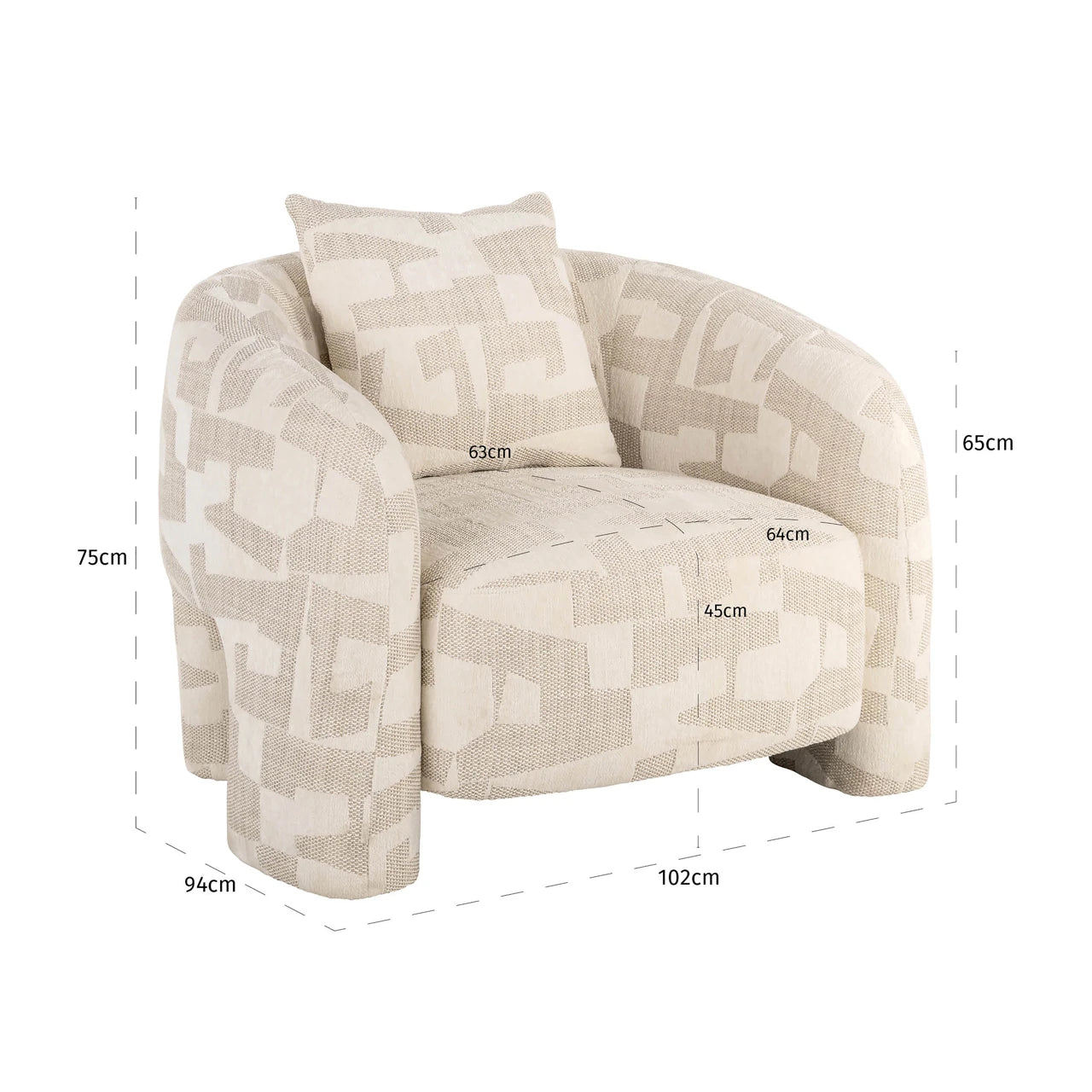 Lounge stol Tuscany beige graffic Richmond Interiors Lenestol
