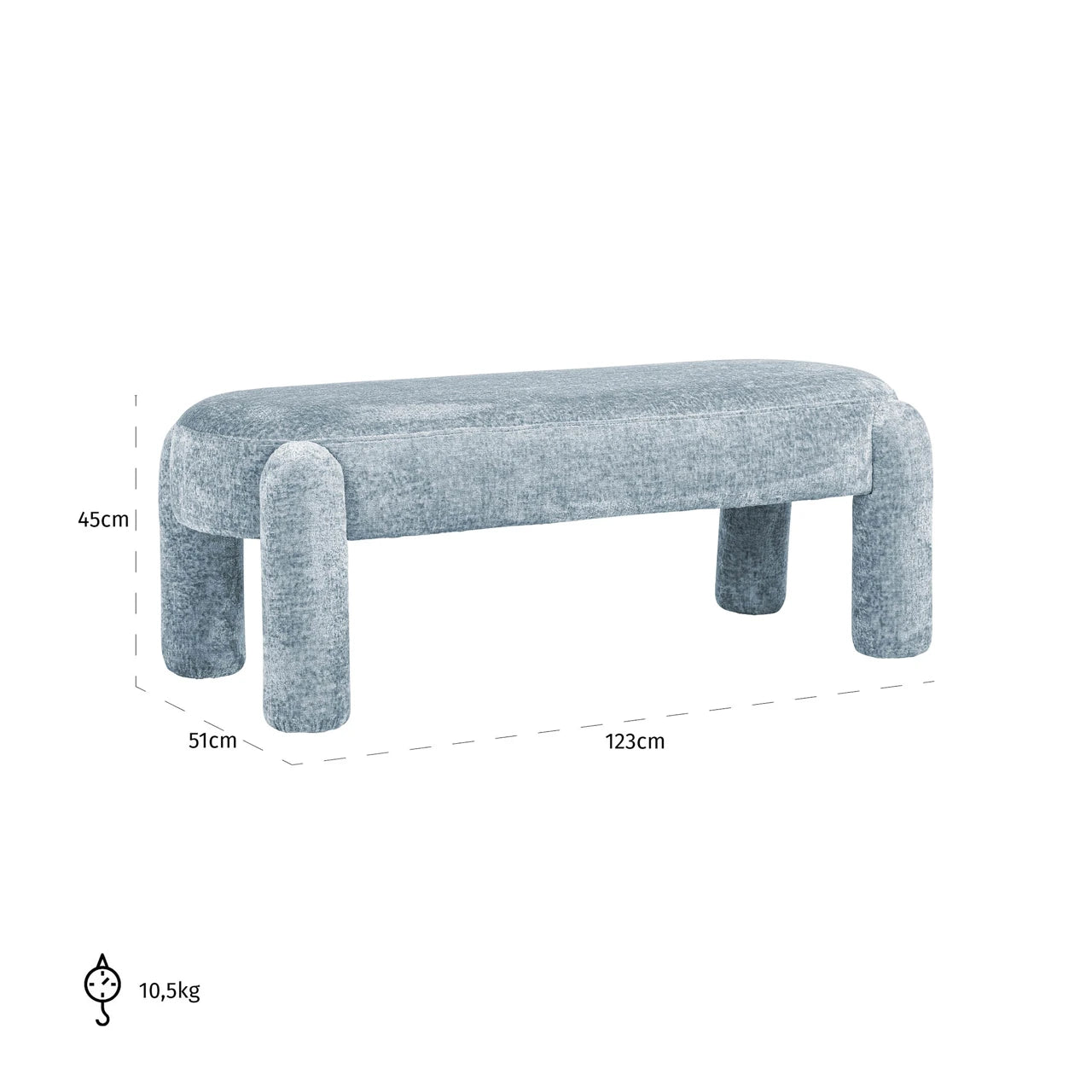Bench Holly lyseblå chenille Richmond Interiors Benk