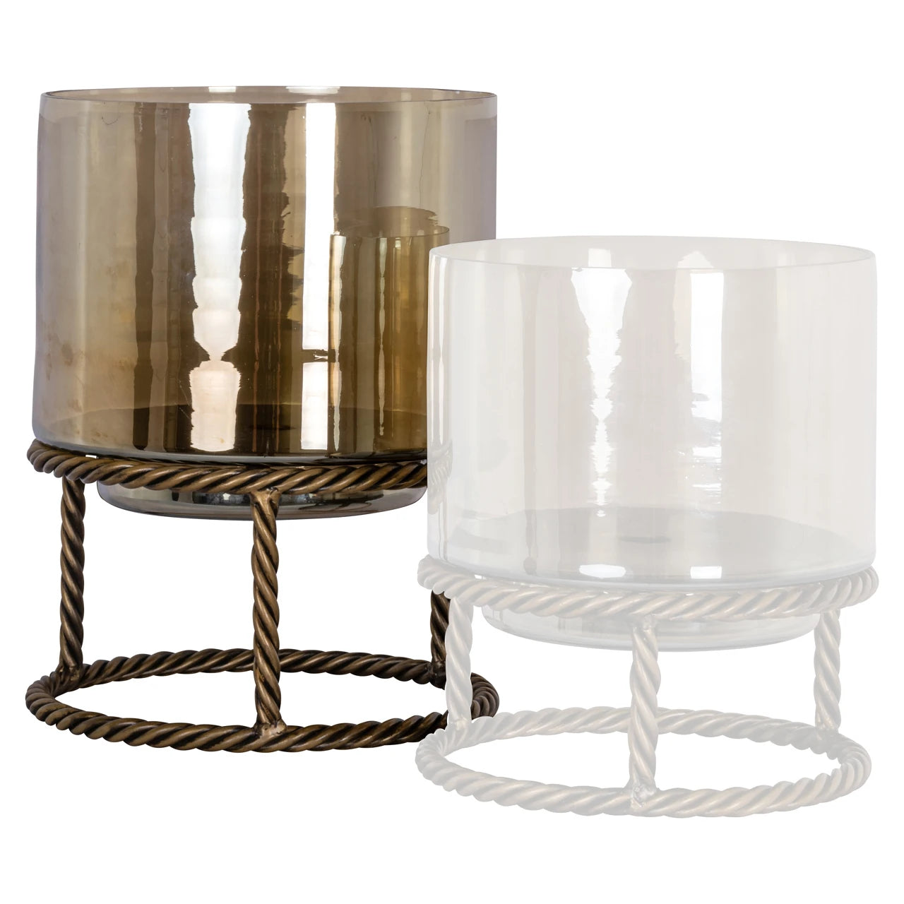Hurricane-lampe Ropia messing antikk stor Richmond Interiors Lanterne og lysglass