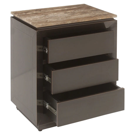 Nightstand Russo askebrun 3 skuffer Richmond Interiors Nattbord