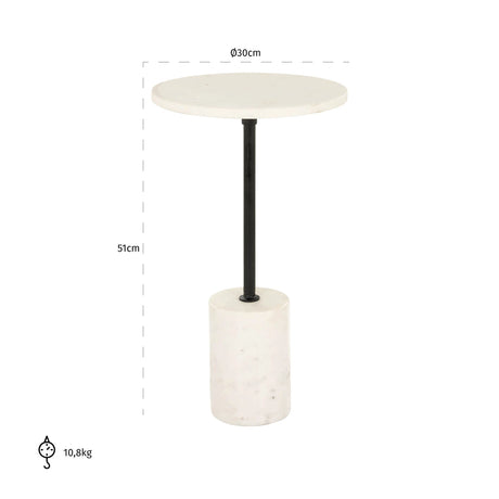 Endebord Misty svart/hvitt 30Ø Richmond Interiors Sidebord