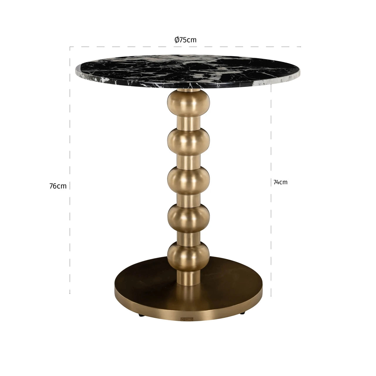 Bistrobord Witlox svart/gull 75Ø Richmond Interiors Bordlampe
