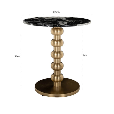Bistrobord Witlox svart/gull 75Ø Richmond Interiors Bordlampe