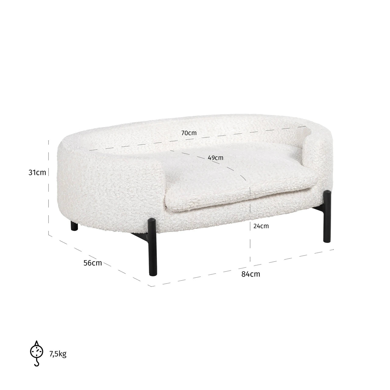 Dyreseng Dolly sau hvit Richmond Interiors Pledd