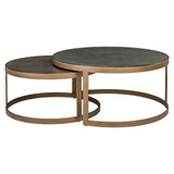 Salongbord Bloomville messing shagreen inkl. glassplater sett med 2 Richmond Interiors Sofabord