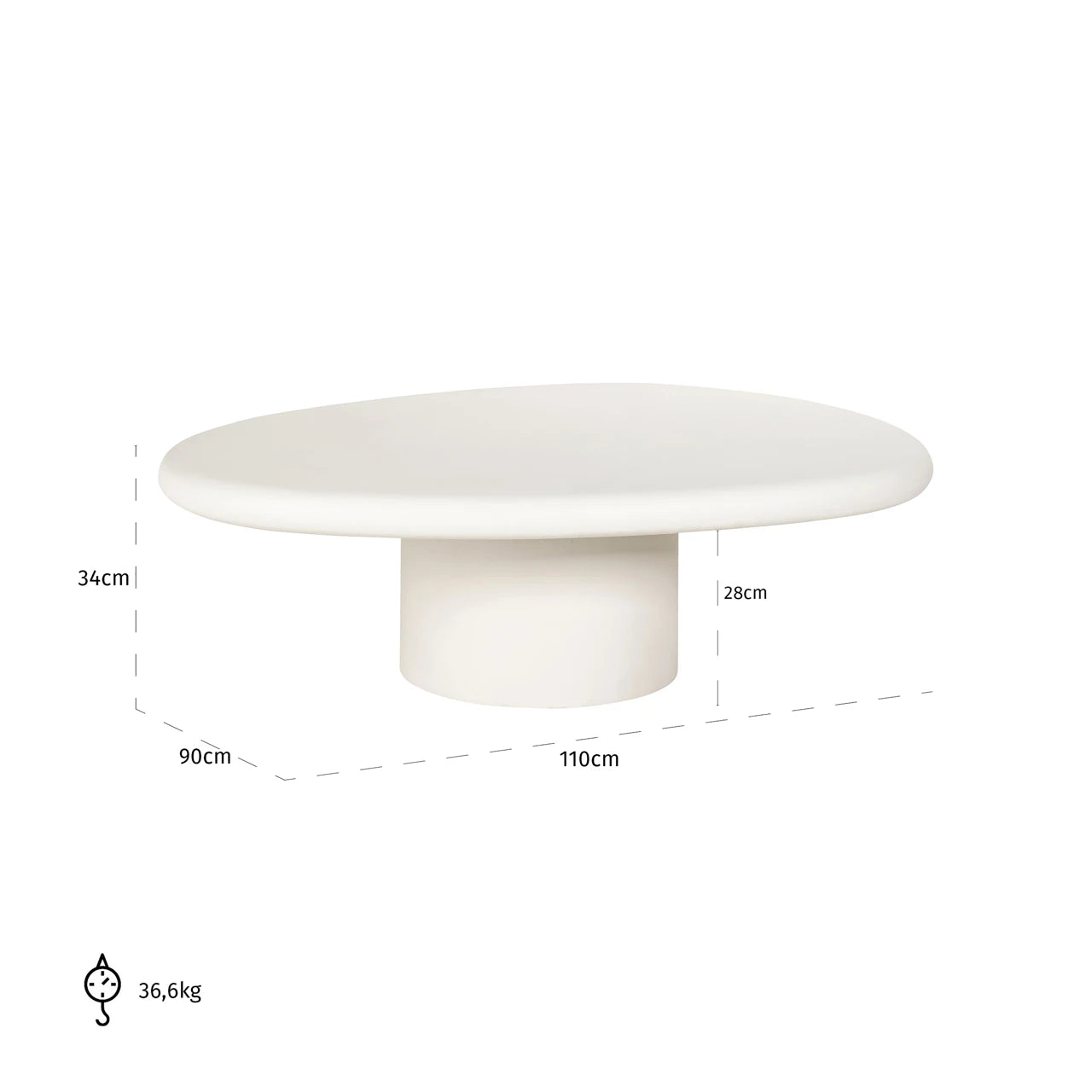 Salongbord Bloomstone hvitt 110x90 Richmond Interiors Sofabord