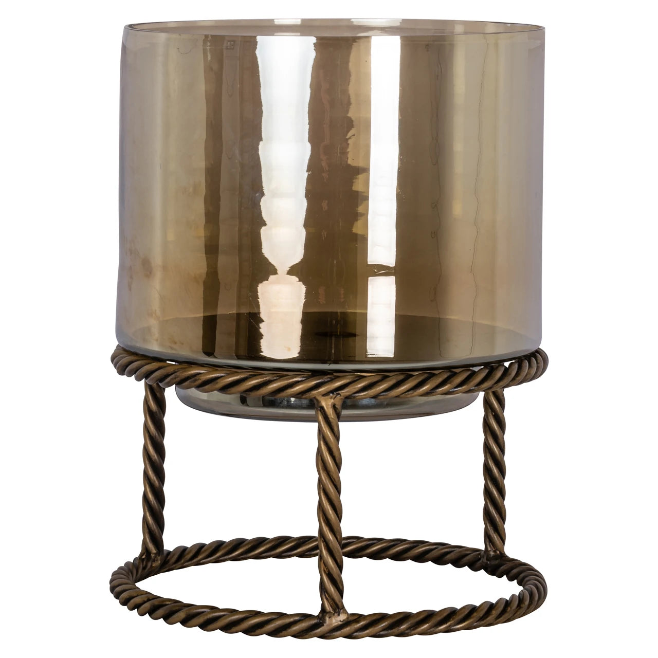 Hurricane-lampe Ropia messing antikk stor Richmond Interiors Lanterne og lysglass