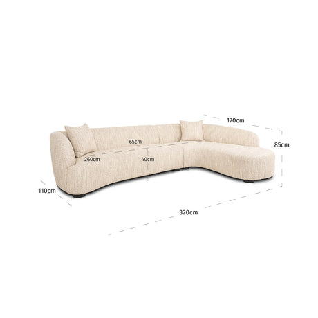 Sofa Pandora beige angora lounge høyre Richmond Interiors Sofa