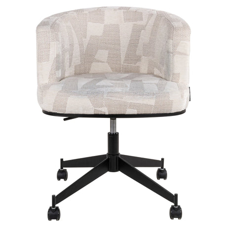 Spisestol Rochenne beige grafisk svingbar på hjul Richmond Interiors Spisestol