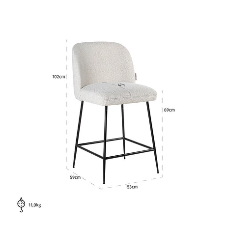 Counterkrakk Pullitzer hvit bouclé Richmond Interiors Barstol