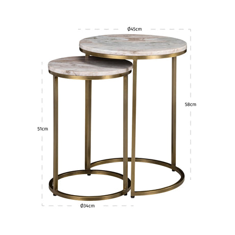 Endebord Bottega Blush beige sett med 2 Richmond Interiors Sidebord