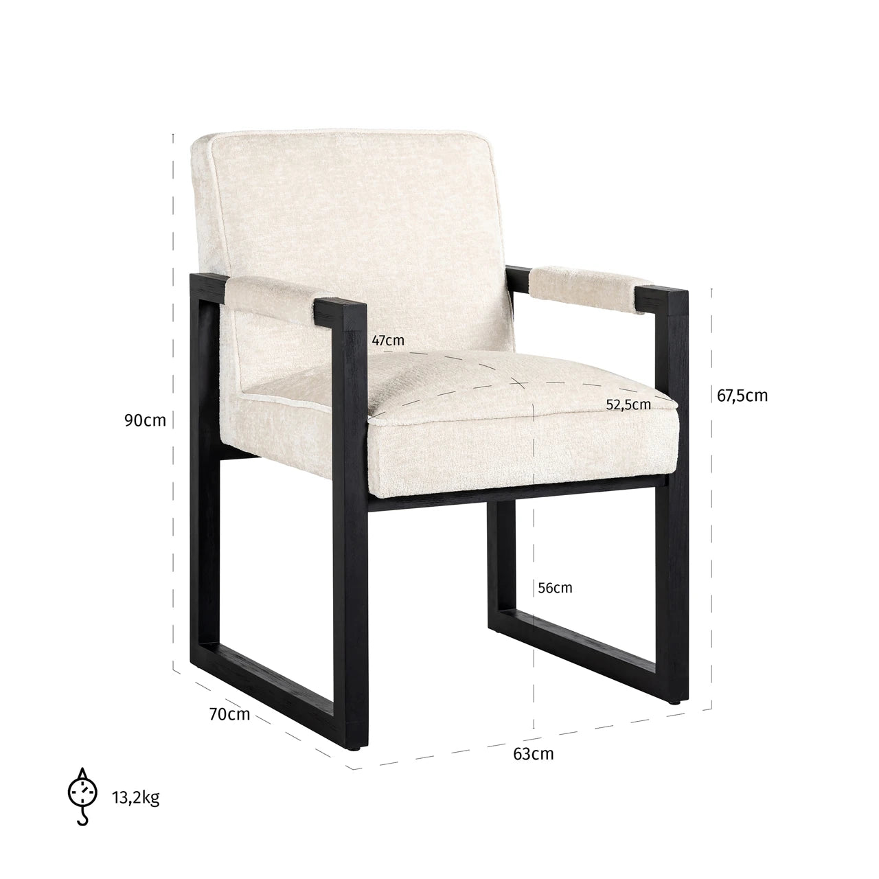 Spisestol Beck hvit chenille Richmond Interiors Spisestol