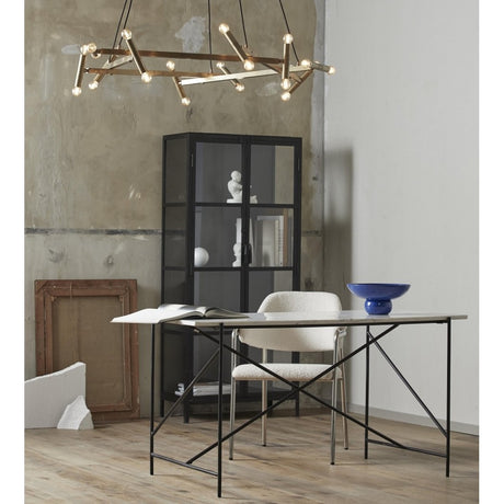 DEE-bord / arbeidsbord i jern og marmor - 142x70 - hvit/sort Nordal TABLES