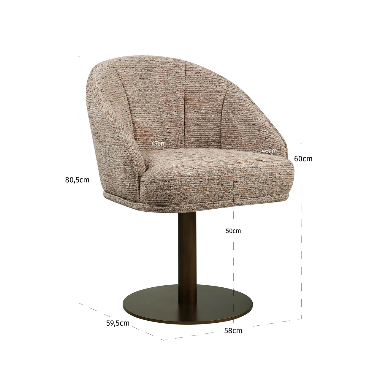 Spisestol Beverly mocca lineær svingbar Richmond Interiors Spisestol