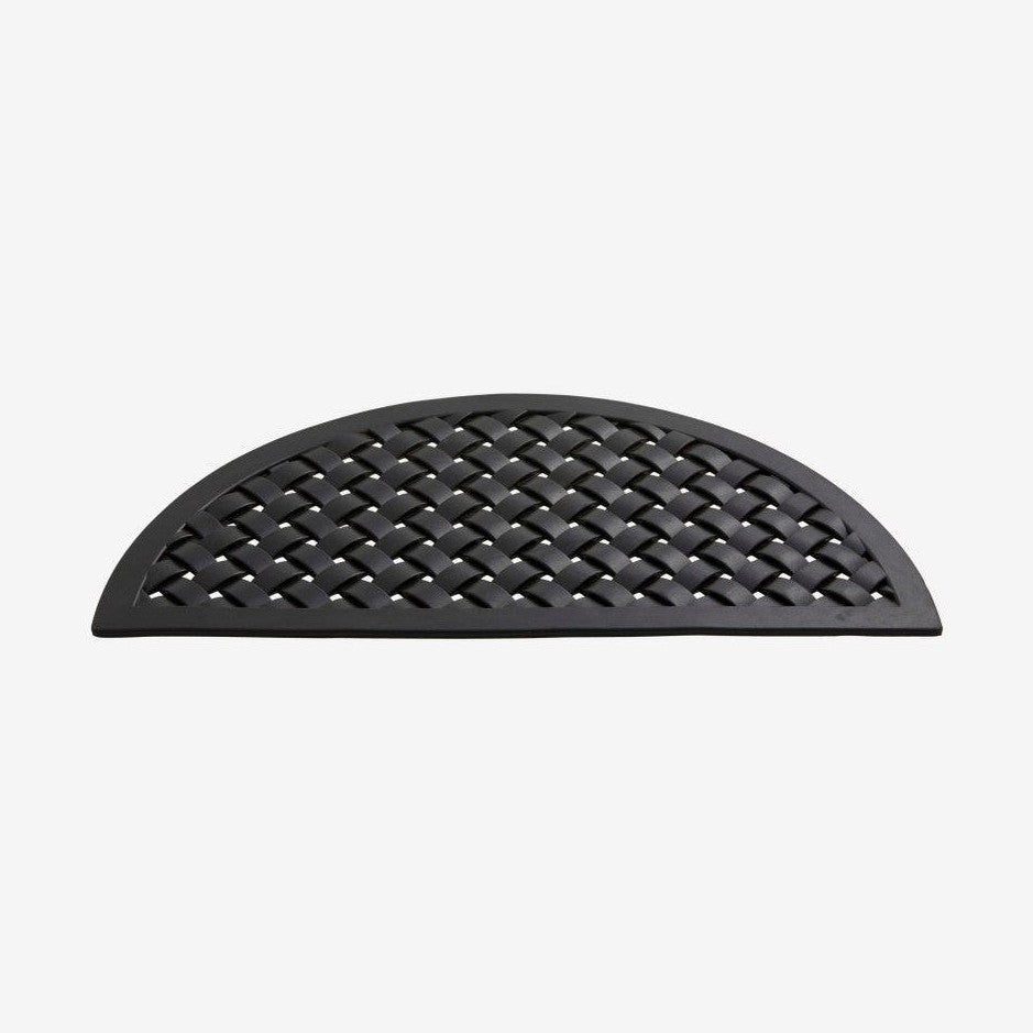 Dørmatte av gummi - halvcirkel fletning - 48x94 cm - sort Nordal DOORMATS