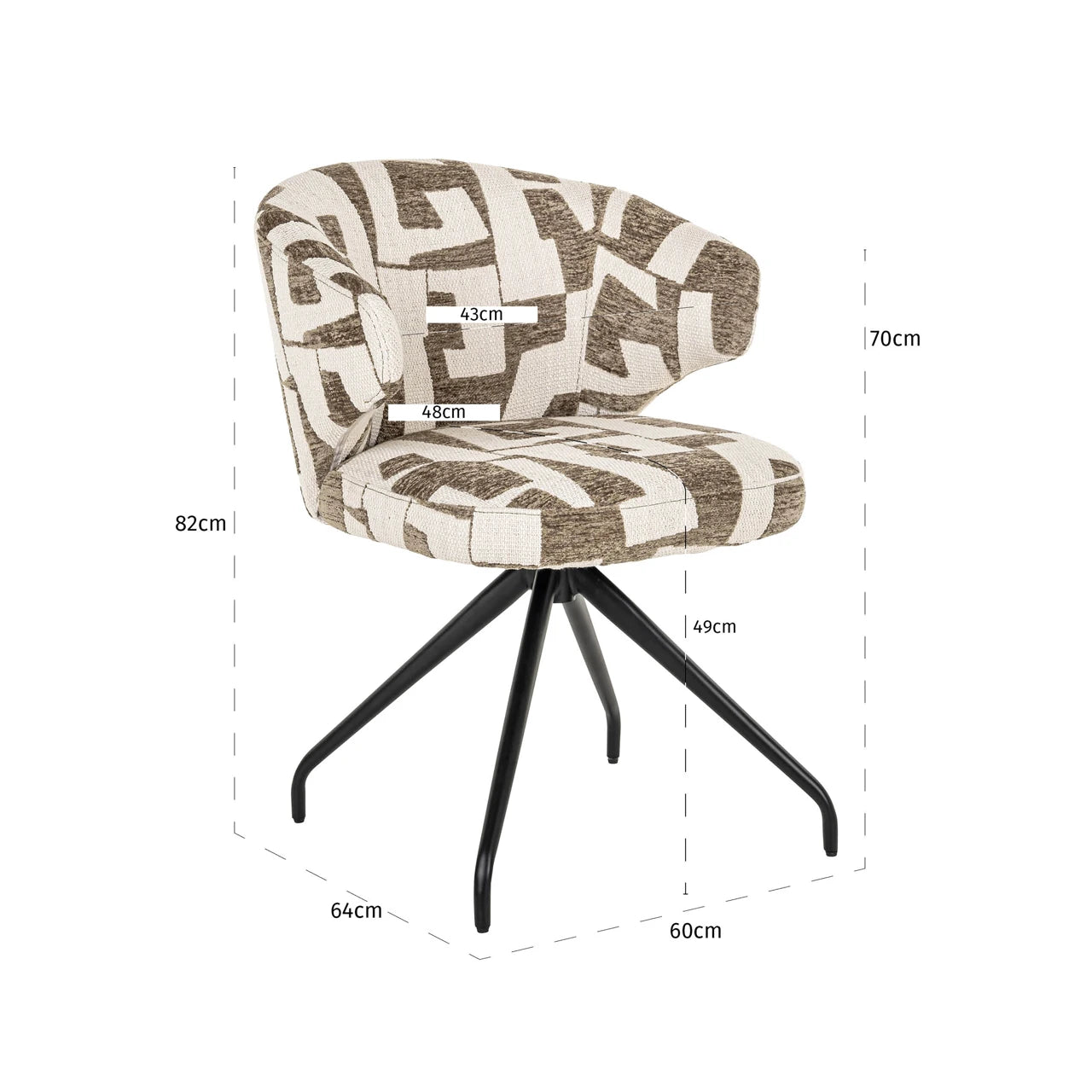 Spisestol Milly moss graffic swivel Richmond Interiors Spisestol