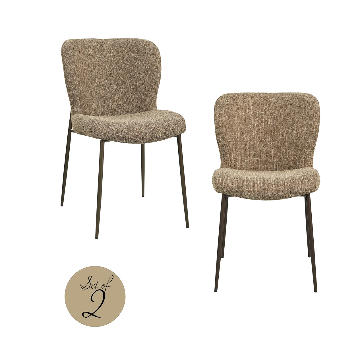Spise stol Odarby brun tweed flammehemmende Sett med 2 Richmond Interiors Spisestol