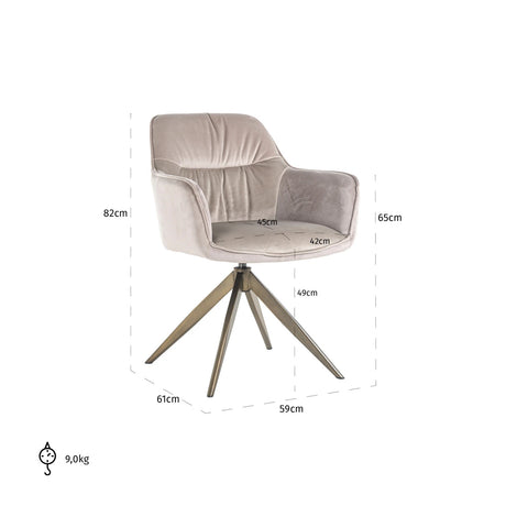 Spisestol Aline khaki fløyel svingbar flammehemmende Richmond Interiors Spisestol