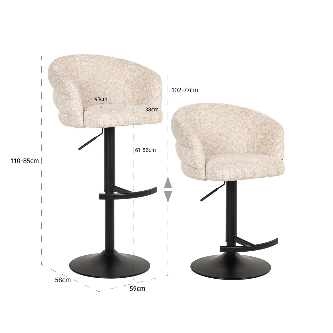 Bar stool Nikki niagara beige svingbar brannhemmende Richmond Interiors Barstol