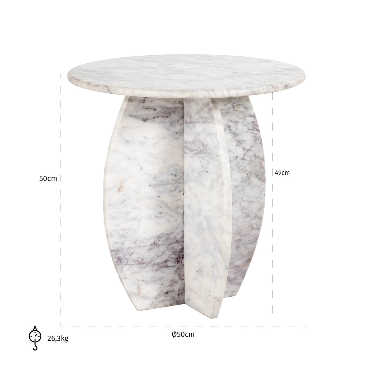 Endebord Holmes hvit 50Ø Richmond Interiors Sidebord