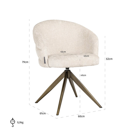 Spisestol Zendaya niagara beige roterbar Richmond Interiors Spisestol