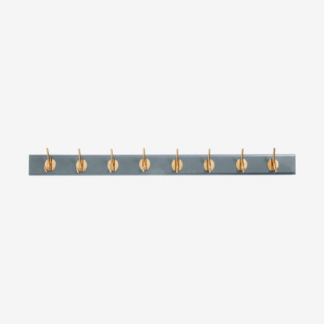 EDGY knagerække i tre med 8 brass knager - 90 cm - grå Nordal COAT RACKS